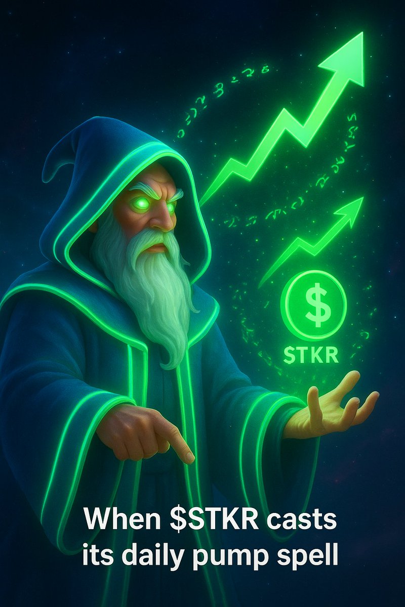 blessbhoy's tweet photo. Every time he casts, the chart remembers who's in charge.

Uptrend runes swirling, liquidity magic flowing… this is how the Meme Militia does it.

$STKR isn’t just moving, it’s manifesting 📈💚

#STKR #MemeMilitia  #WizardEnergy https://t.co/gm6XmCnQ7I