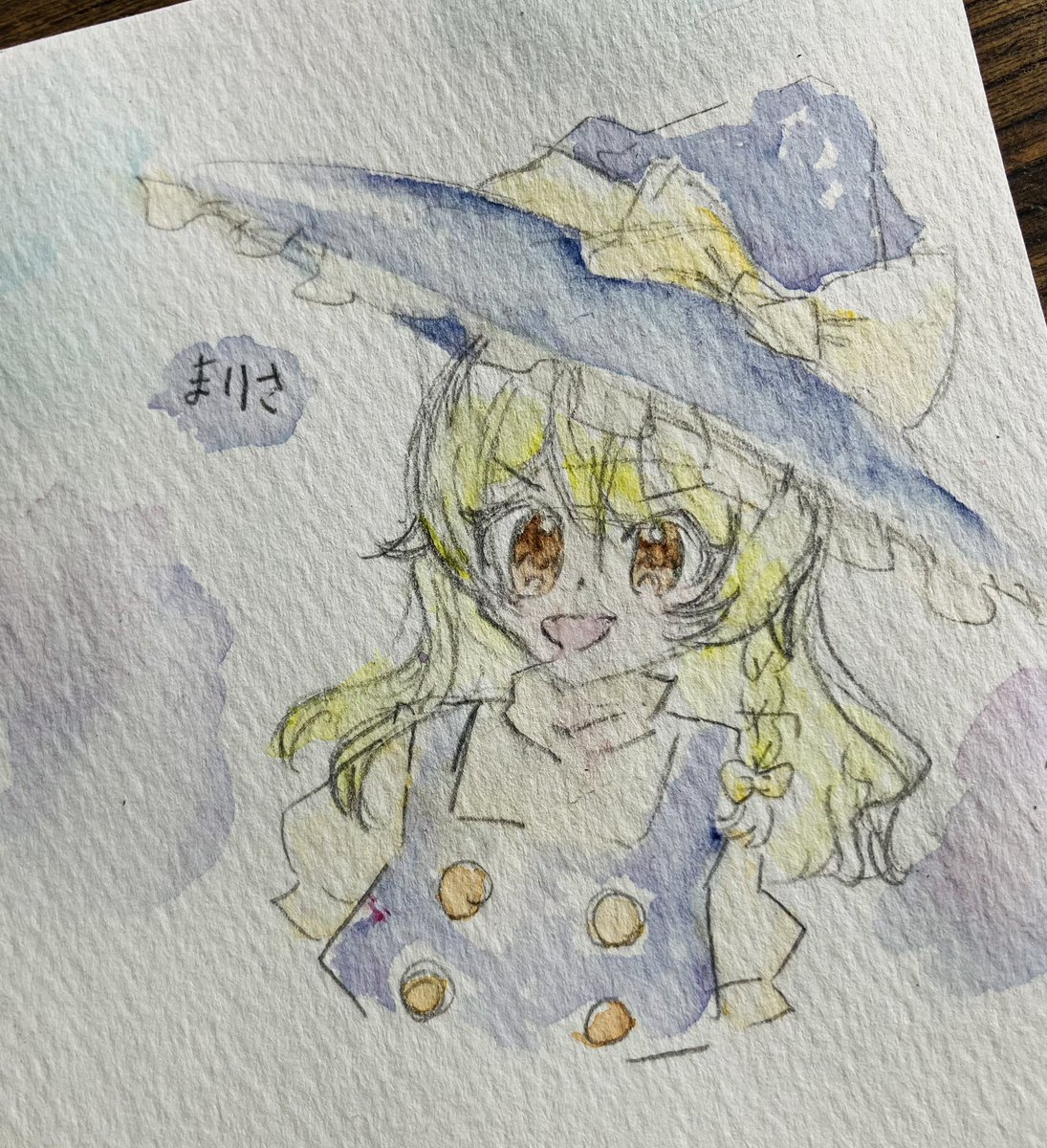 kotutuko89's tweet image. 水彩で描いた魔理沙
#東方Project