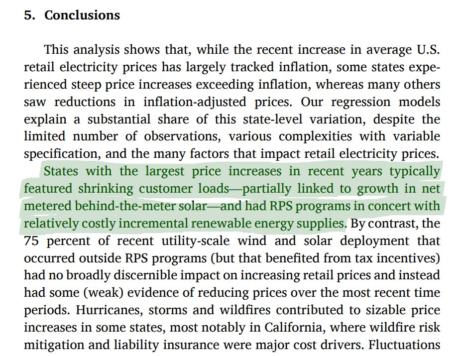 そして、そこにあります。
 1. エネルギー需要の増加によりコストが下がります。
 2. 太陽光発電のビハインド・ザ・メーター（ネット・メータリング）は、エネルギーコストを下げるのではなく、上げる。

ソース：
 https://t.co/