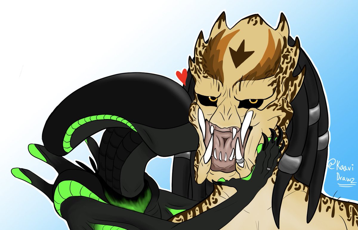 KaariDrawzz's tweet image. Le smooch :)
He’s happy to show off his xenomorph mate
#predator #yautja #xenomorph #YautjaOC