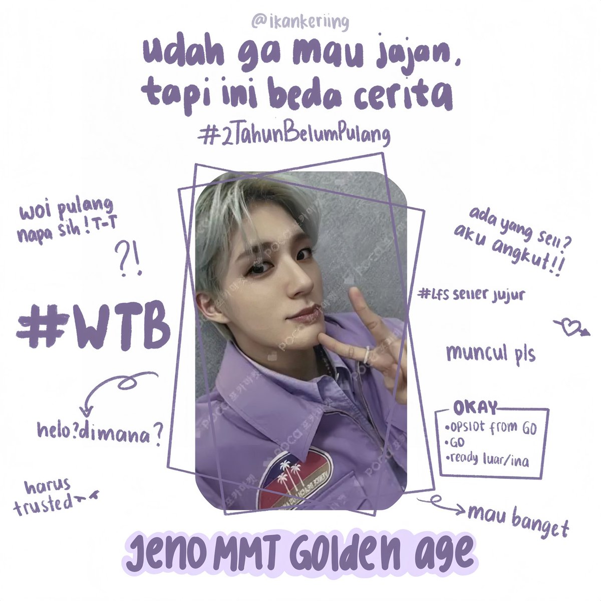 help rt
WTB // WANT TO BUY

PHOTOCARD JENO MMT GOLDEN AGE

international sellers are welcome✅
group orders are welcome✅

t. เจโน่ lee 제노 lfs looking for seller peace world scout jamboree 2023 my music taste ungu purple benefit pob pc poca 마이뮤직테이스트