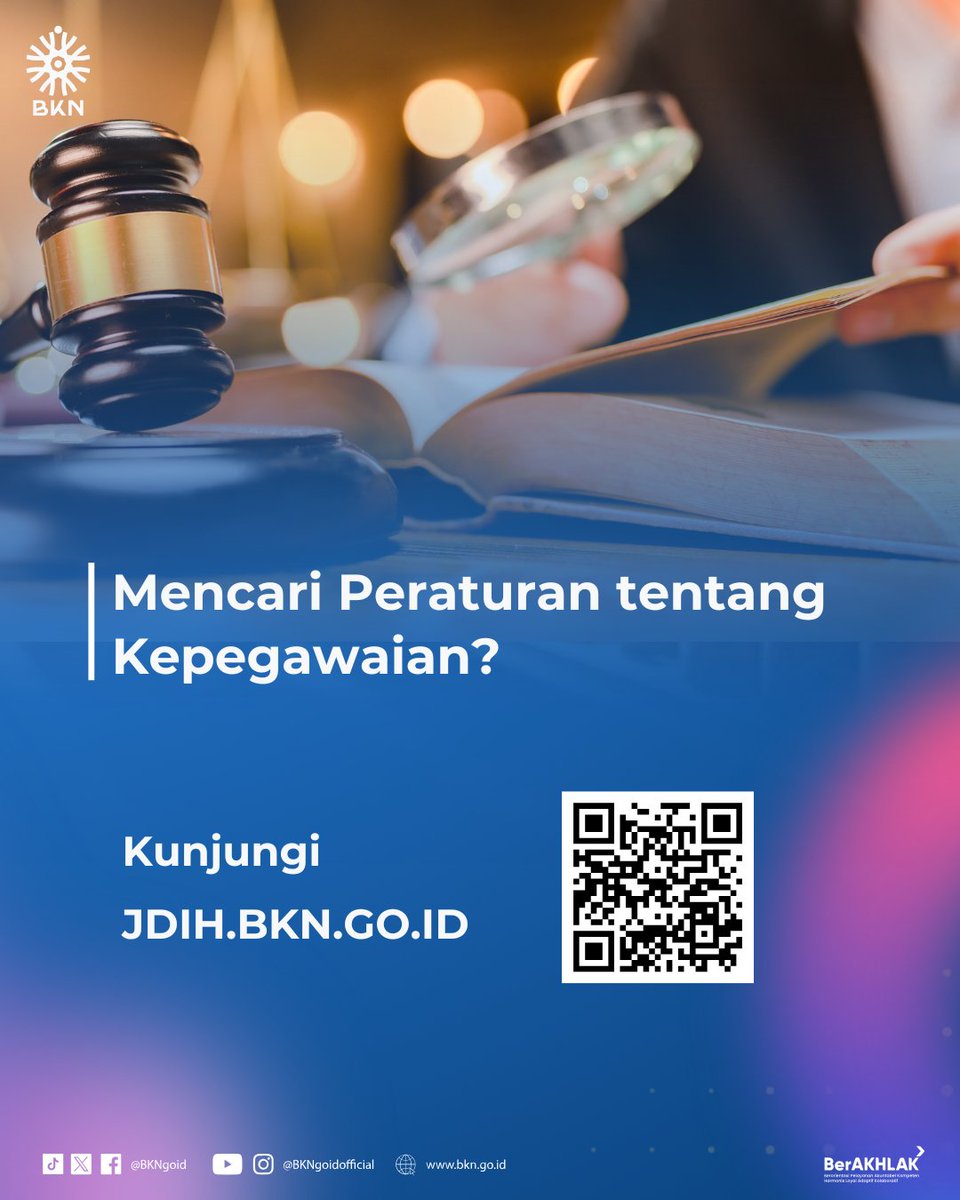 BKNgoid's tweet photo. Hai #SobatBKN, Kalian mencari Peraturan Kepegawaian?
Stop buang waktu di mesin pencari umum!

Cukup 1 klik, semua dokumen hukum seputar kepegawaian tersedia langsung dari sumber resminya: JDIH BKN! https://t.co/PQx2qXGNUx