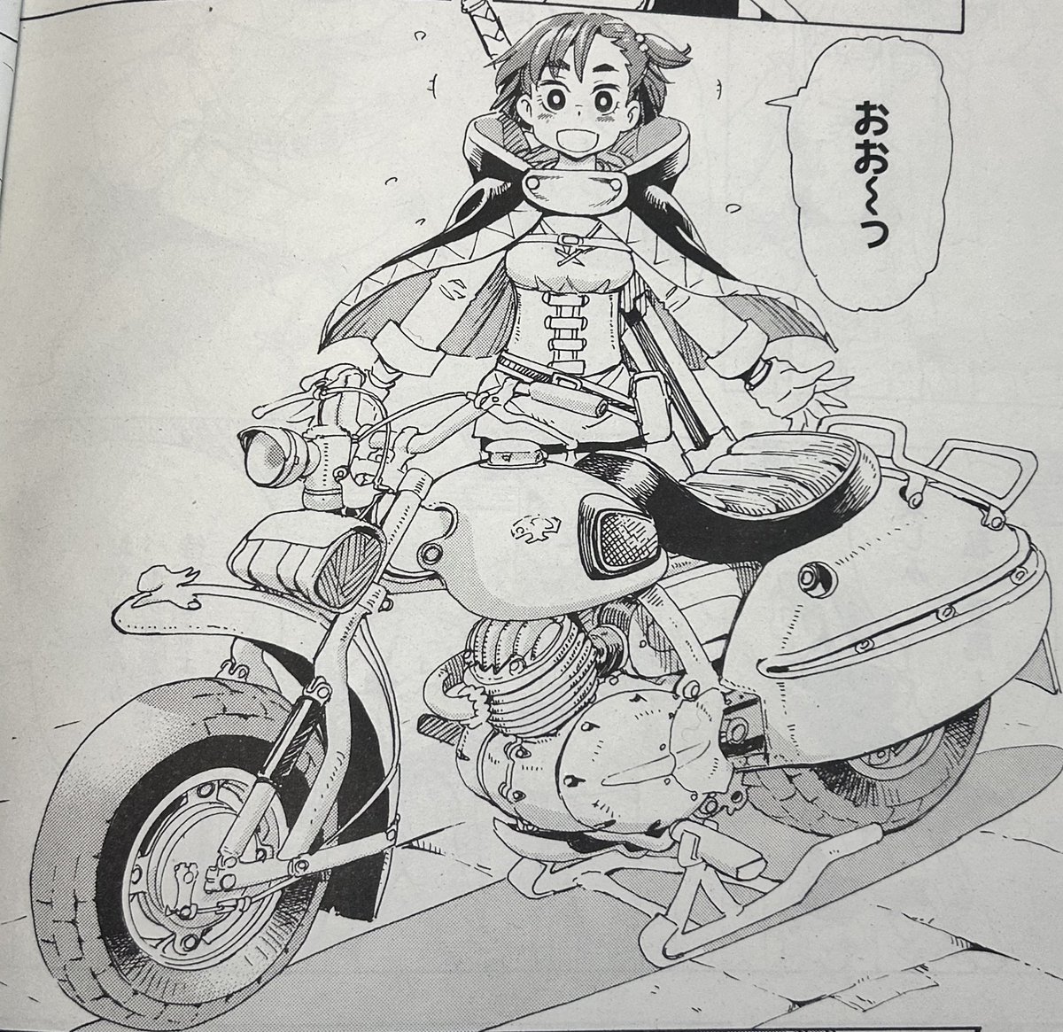 アンズのバイク。
毎度の事だけど妄想バイク。
ノノアのと比べ少し小さめ。
 #エルフとバイクと帝国地理調査員と 