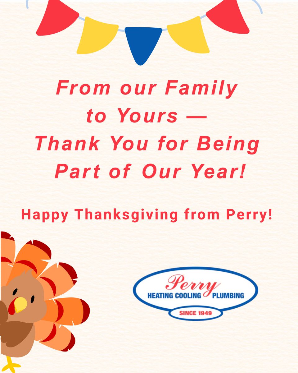 PerryTucson's tweet photo. Happy Thanksgiving from Perry Heating, Cooling, and Plumbing! 🦃

We are so grateful for the homeowners and businesses that have trusted us for over 75 years.

https://t.co/p5QCmlq6LQ
520-200-5425

#TusconAZ #TortolitaAZ #maranaaz #vailarizona https://t.co/3zKwvs00EK