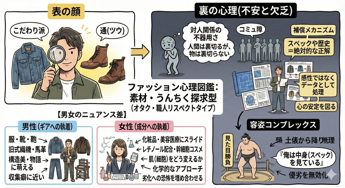 Bronzeman03's tweet photo. ファッションってなんのためにしているのかわからなかったので教えてもらいました。
5つに分類されるのな。
1. マウント・貴族タイプ
2. イケてる部族タイプ
3. オタク・職人リスペクトタイプ
4. 歩く現代アートタイプ
5. 都市型サバイバータイプ https://t.co/QvJO9Zcp7u