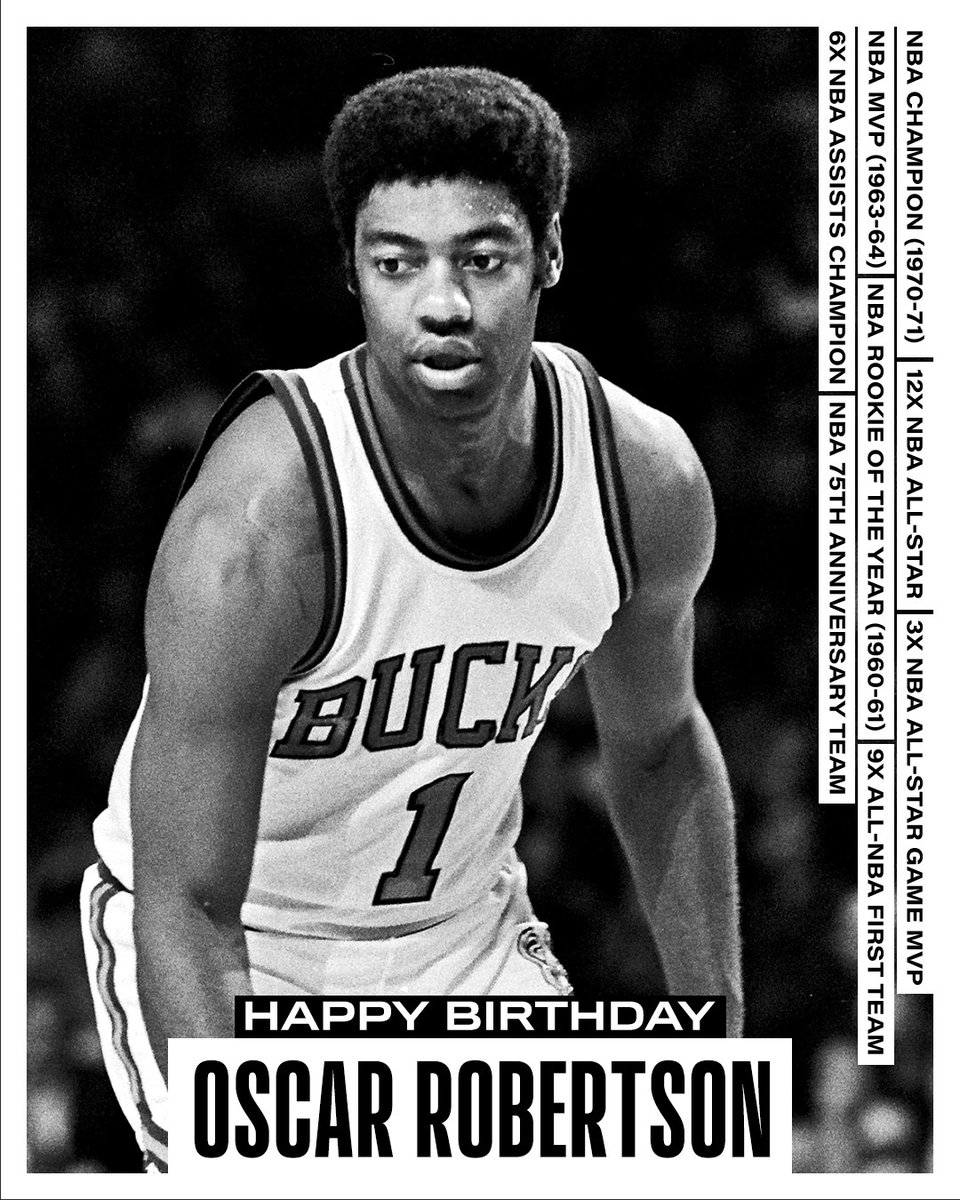 Join us in wishing a Happy 87th Birthday to 12x #NBAAllStar, 1963-64 NBA MVP, 1970-71 NBA champion and 75th Anniversary Team member, The “Big O” Oscar Robertson! #NBABDAY