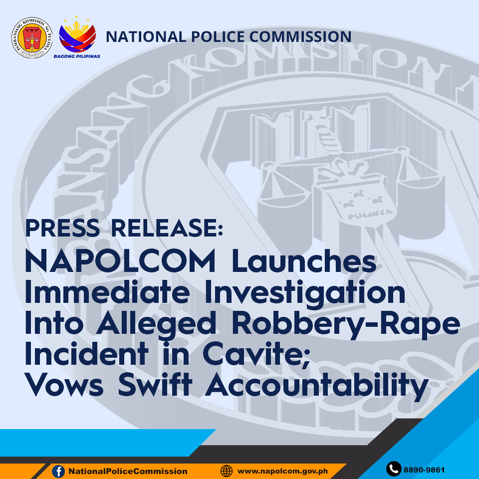 NAPOLCOMcentral's tweet image. READ | NAPOLCOM Launches Immediate Investigation Into Alleged Robbery-Rape Incident in Cavite; Vows Swift Accountability  

Read article here:
facebook.com/share/p/1BuWYr…