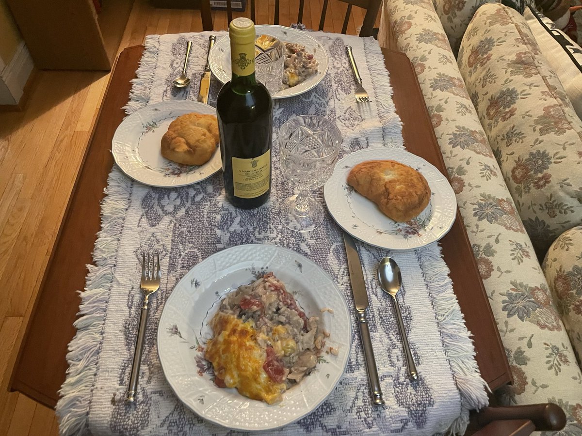 EP_Lee00's tweet photo. It’s been a few weeks since I’ve been able to make her a nice dinner. But, here’s a traditional Cherokee Casserole and Cherokee Fry Bread. I forgot to make grape dumplings. So, we had a few bottles of wine instead. #NativeAmerican #NativeAmerican #Cherokee #cookingformom #Foodie https://t.co/AOyxHTN3zL