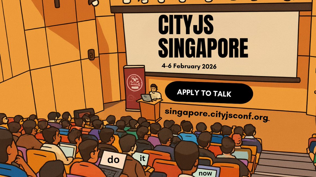 Want to speak at #CityJSSingapore? 🚀
If you have a story or breaking-change insight to share, send us your talk! Ideas: modern JS runtimes, DX tooling, AI + JS, optimizing performance, security best practices.

Submit now! 🎤
singapore.cityjsconf.org