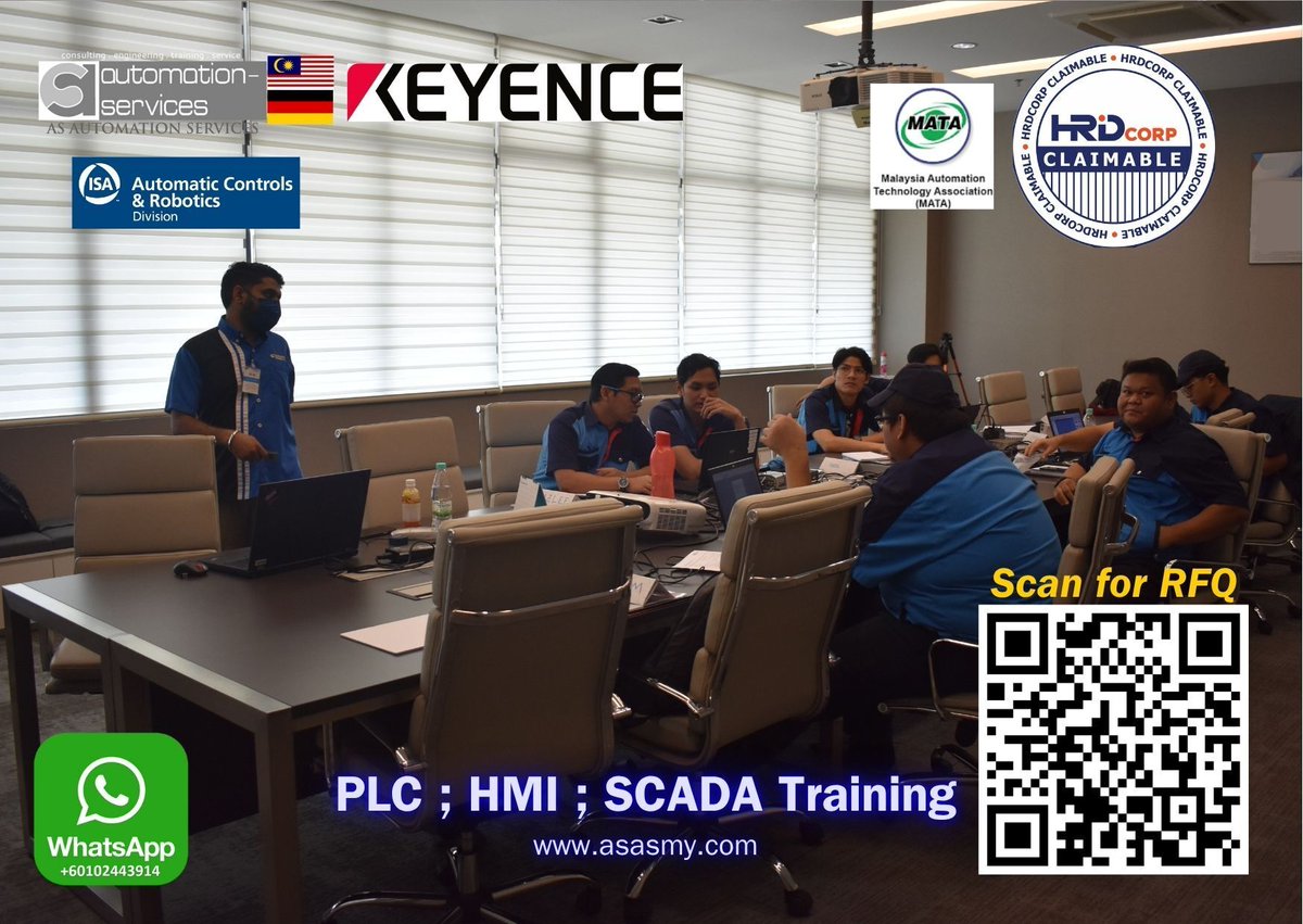AutomationMy's tweet image. Keyence KV PLC &amp;amp; HMI training in JB using KV-Studio &amp;amp; VT-Studio. Full hands-on for programming &amp;amp; troubleshooting. RFQ: shorturl.at/KJVhp
 #PLCTraining #KeyencePLC #KVStudio #VTStudio #HMITraining #AutomationMY #HRDCorp #EngineerUpskill #Industrial

asasmy.com/request-quotat…