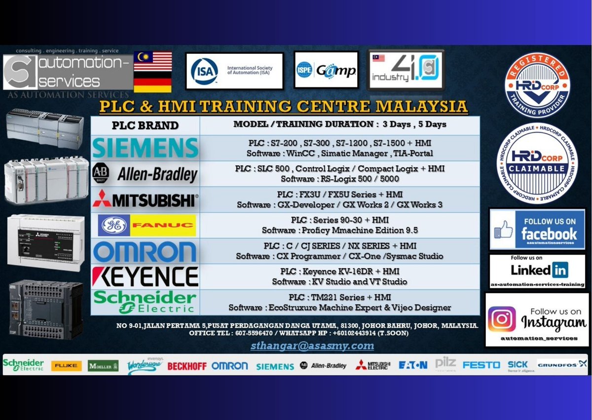 AutomationMy's tweet image. Keyence KV PLC &amp;amp; HMI training in JB using KV-Studio &amp;amp; VT-Studio. Full hands-on for programming &amp;amp; troubleshooting. RFQ: shorturl.at/KJVhp
 #PLCTraining #KeyencePLC #KVStudio #VTStudio #HMITraining #AutomationMY #HRDCorp #EngineerUpskill #Industrial

asasmy.com/request-quotat…