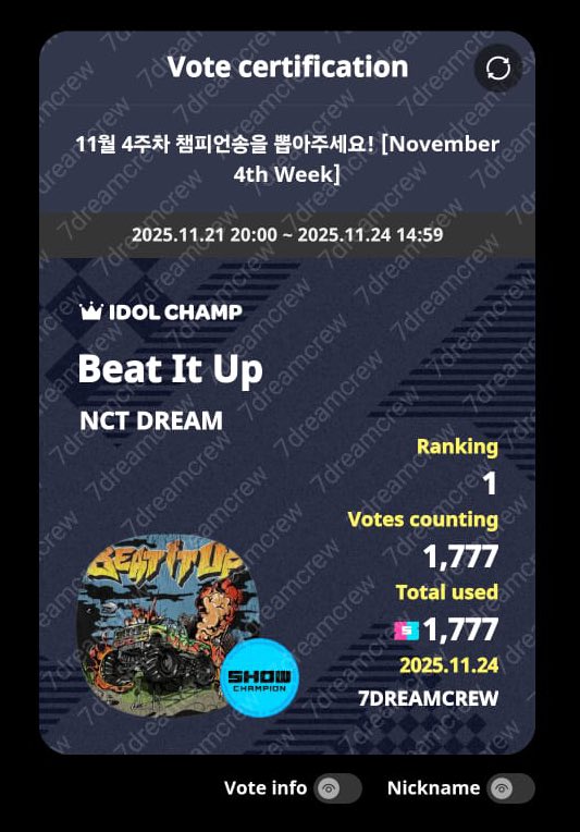 7DREAM_CREW's tweet photo. 🚨1st MASS VOTE START NOW🚨

DREAMzens‼️The 1st round of last day mass vote for Show Champion has started! Let's join and widen the gap for #NCTDREAM👊🏻💥

🎯 RANK 1 (WITH BIG GAP)
🔗 https://t.co/wMOIPv45Av 

QRT with your proof and tag fellow dreamzens to join💪🏻

#DreamzenVote https://t.co/qAvbI9UfLv