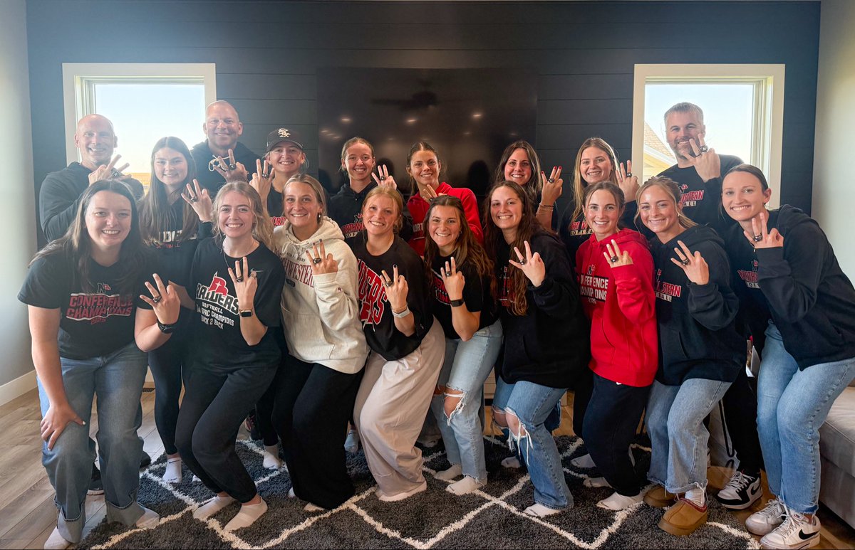 NWCSoftball's tweet image. 3-peat has a nice 𝘙𝘐𝘕𝘎 to it. 💍💍💍

Loved celebrating the 2025 GPAC Regular Season &amp;amp; Tournament Champs today! 🏆