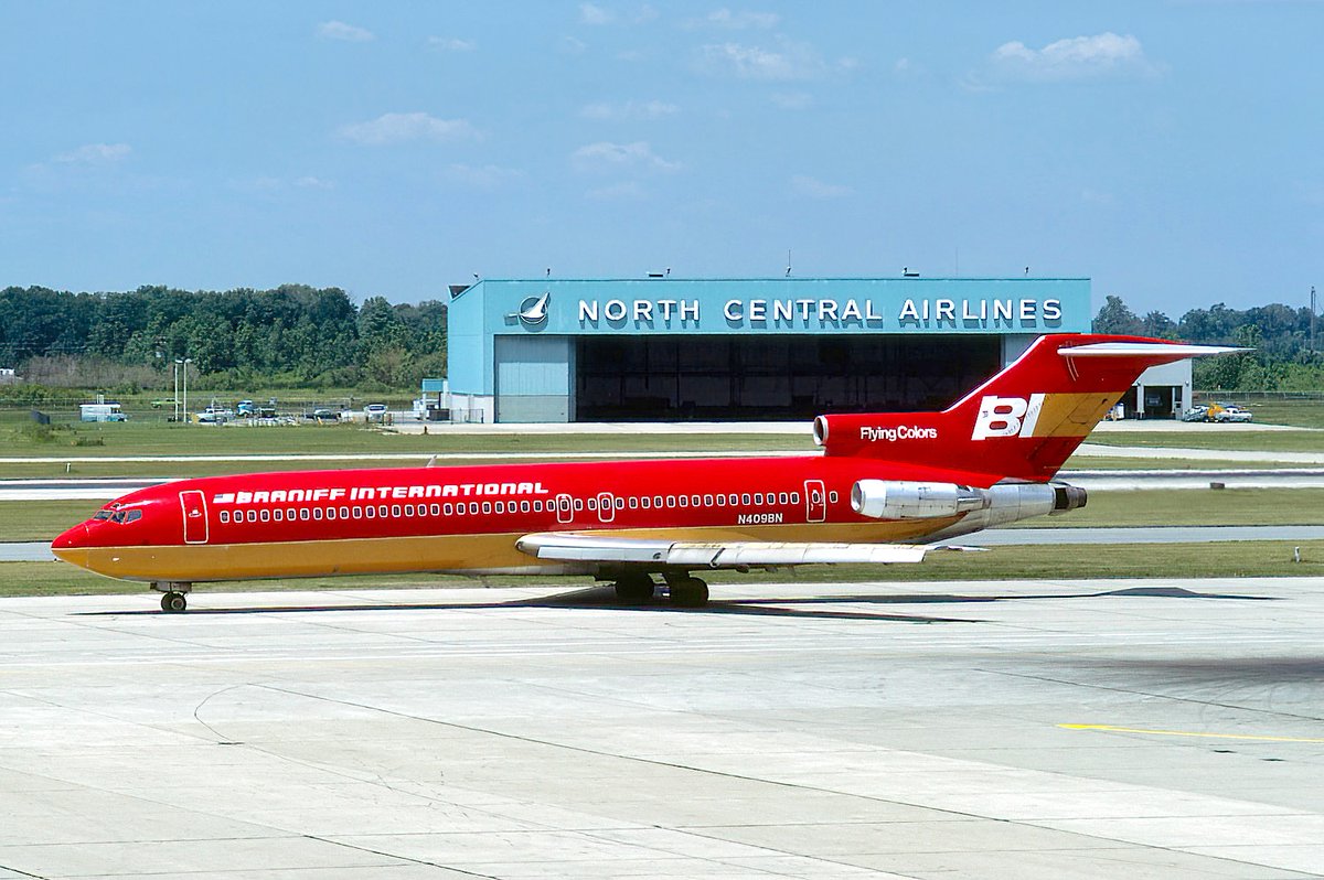 BraniffIntl's tweet photo. MINNEAPOLIS BRANIFF YOUR FIRST STEP TO EVERYWHERE - Braniff International Boeing 727-214 registered as N409BN is taxiing at Minneapolis/St. Paul Wold Chamberlain International Airport, Minnesota, in June 1977. The big jetliner is painted in the 1971 High Wide and Handsome Glenn Geddis/Harper and George Red over Tan/Aztec Gold Two Tone Color Scheme.

Braniff Airways Foundation
Copyright 1926 2025

Photos: Photographer Bob Garrard, Copyright
Braniff International Heritage Archives
Now Associated with The University of Texas at Dallas System
Braniff Airways Space Sciences Endowment