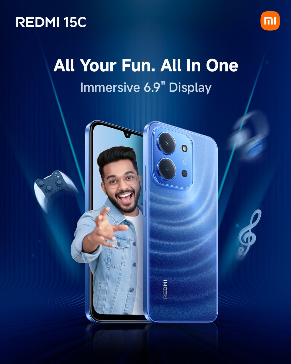 MiBangladesh's tweet image. Dive into the world of entertainment.

With the immersive 6.9’’ display that brings entertainment to life, enjoy all the fun in one powerful device– REDMI 15C.

#REDMI15C #XiaomiBangladesh