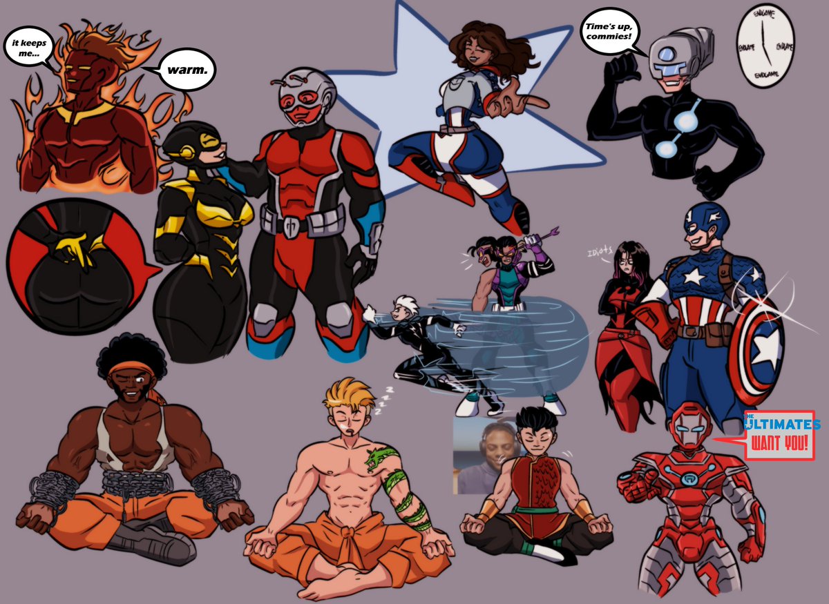 ink_cornrbox's tweet image. ultimate sketches to celebrate the newest issue by one @DenizCamp 
hope these bozos survive the experience
#ultimates #ultimateendgame #marvelcomics