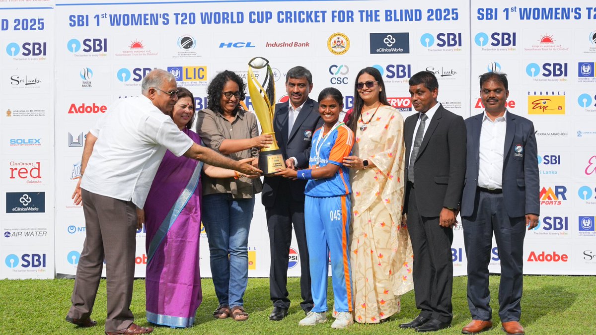 mygovindia's tweet image. A Remarkable Win For India!

Team India triumphs in the Women’s T20 Cricket World Cup for the Blind, showcasing incredible determination and talent. The nation celebrates this inspiring victory and the team’s unwavering spirit. Heartiest congratulations to our champions.…