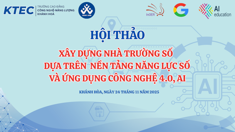 nghiafoss's tweet image. November 24th, 2025: Workshop &apos;Building #digitalschools based on #digcomp, application of #4.0 technology, and #AI&apos; at Khanh Hoa College of Technology and Energy. More Info: giaoducmo.avnuc.vn/hoi-thao/hoi-t…