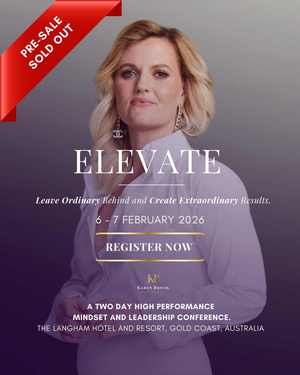 KarenBrook's tweet image. ELEVATE 2026 pre-sale is sold out.

Public registration is now available, your first opportunity to join this powerful experience with leaders who are ready to rise for their next level.

Secure your place today: karenbrook.com/elevate

#KarenBrook #ParadigmShift