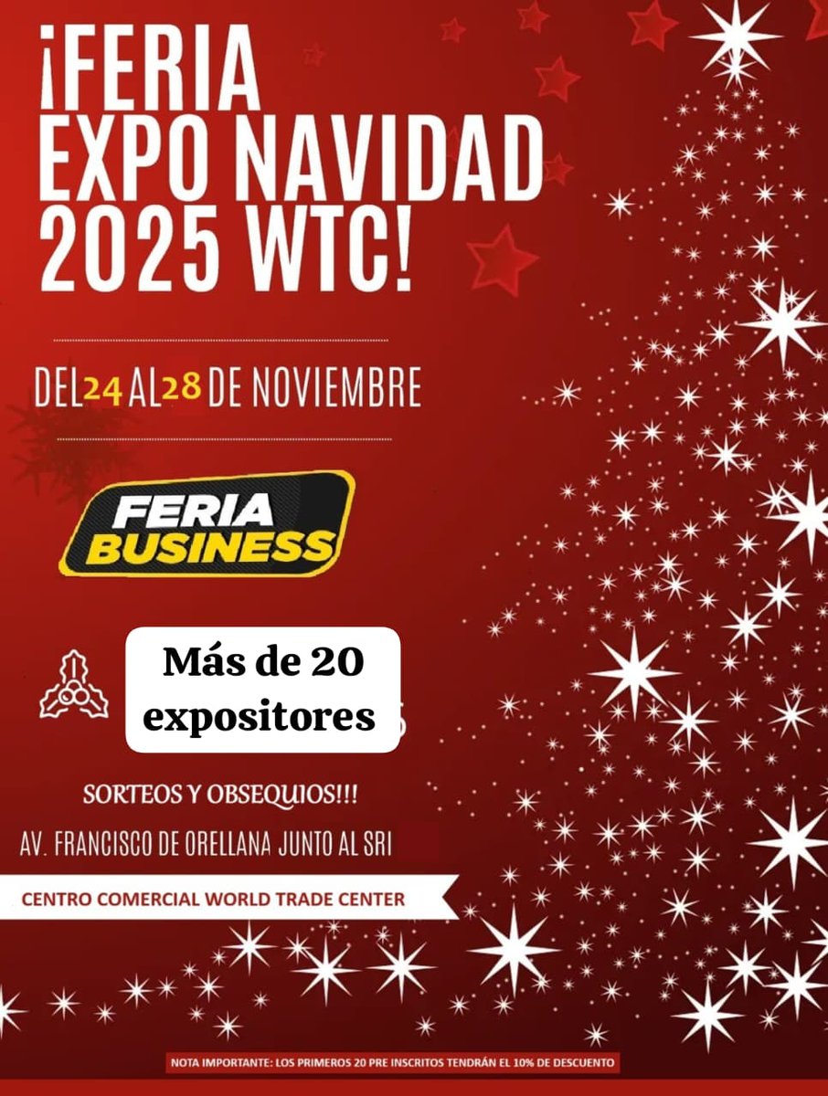 icell_ecuador3's tweet photo. Desde mañana lunes 24 al viernes 28 de Nov. 
Expo Feria en el World Tarde Center de Guayaquil.
Av Fco de Orellana, ingresando por el SRI.

Más de 20 expositores del país con:

¡Promociones, sorteos y remate de saldos! 

🥳👋🏻 https://t.co/lBPEyOCRD6