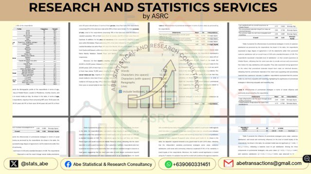 stats_abe's tweet image. I’ve been inactive here for a few days as I focused on completing a rush data analysis and interpretation project for my clients taking business administration.

Slots are OPEN, book now! 🗓️
~

✨ 𝐒𝐞𝐫𝐯𝐢𝐜𝐞𝐬 𝐎𝐟𝐟𝐞𝐫𝐞𝐝:

✅ Data Analysis and Interpretation – Clear,…