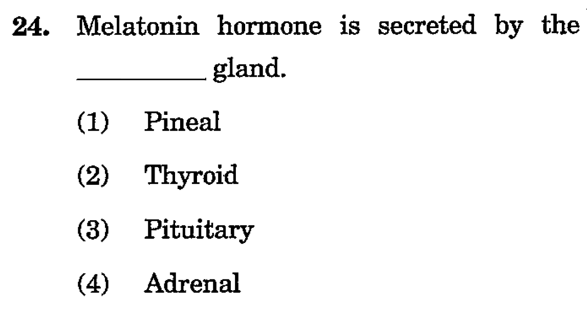 mbtscience's tweet image. 𝐆𝐄𝐍𝐄𝐑𝐀𝐋 𝐒𝐂𝐈𝐄𝐍𝐂𝐄 𝐏𝐑𝐀𝐂𝐓𝐈𝐂𝐄 𝐐𝐔𝐄𝐒𝐓𝐈𝐎𝐍

Melatonin hormone is secreted by the _____  gland.

#𝐔𝐏𝐒𝐂 #𝐔𝐏𝐒𝐂𝐏𝐫𝐞𝐥𝐢𝐦𝐬𝟐𝟎𝟐𝟔 #𝐔𝐏𝐒𝐂𝟐𝟎𝟐𝟔 #𝐂𝐀𝐏𝐅 #𝐍𝐃𝐀 #𝐂𝐈𝐒𝐅 #𝐂𝐃𝐒