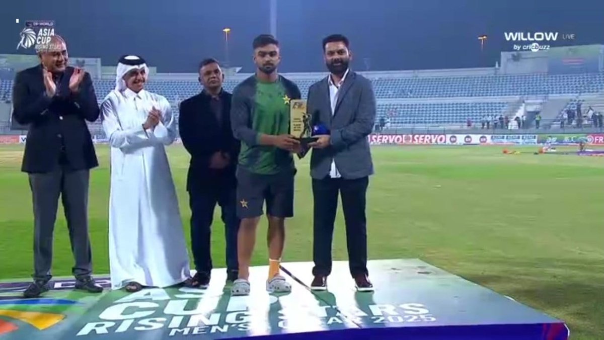 Proud moment for Ahmed Danyal as he received player of the match award in final of Asia Cup rising stars. 

He bowled absolutely well under pressure.