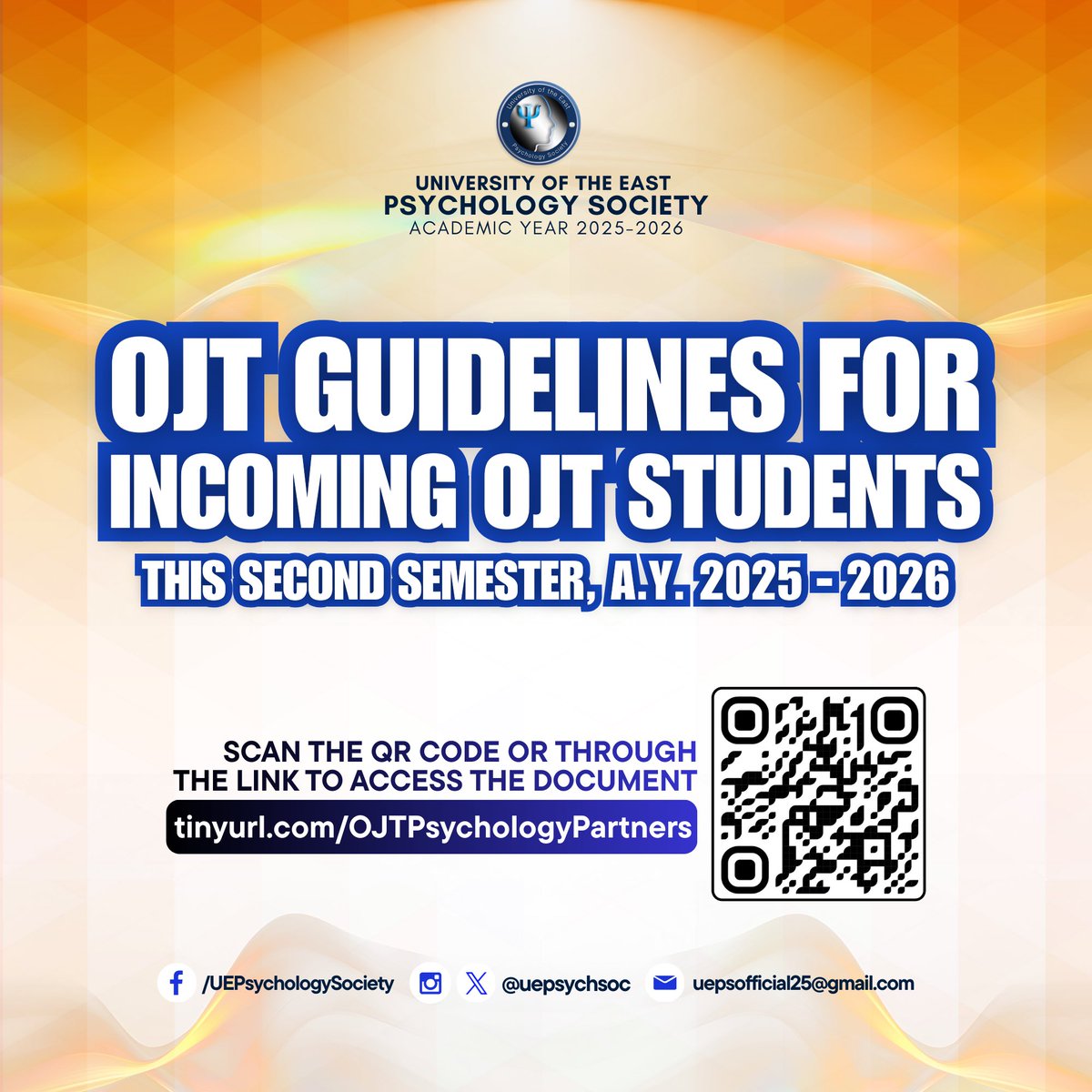 UEPsychSoc's tweet image. 𝐎𝐉𝐓 𝐆𝐮𝐢𝐝𝐞𝐥𝐢𝐧𝐞𝐬 𝐟𝐨𝐫 𝐈𝐧𝐜𝐨𝐦𝐢𝐧𝐠 𝐎𝐉𝐓 𝐒𝐭𝐮𝐝𝐞𝐧𝐭𝐬 𝐭𝐡𝐢𝐬 𝟐𝐧𝐝 𝐒𝐞𝐦𝐞𝐬𝐭𝐞𝐫, 𝐀.𝐘. 𝟐𝟎𝟐𝟓-𝟐𝟎𝟐𝟔

#UEPS2526
#VivaSikolohEASTa