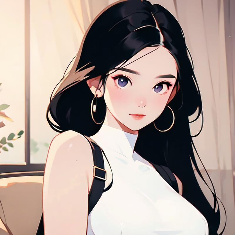 KosirJ's tweet photo. Anime girl, hoop earrings, chic casual style. https://t.co/P5sFbkD1C8