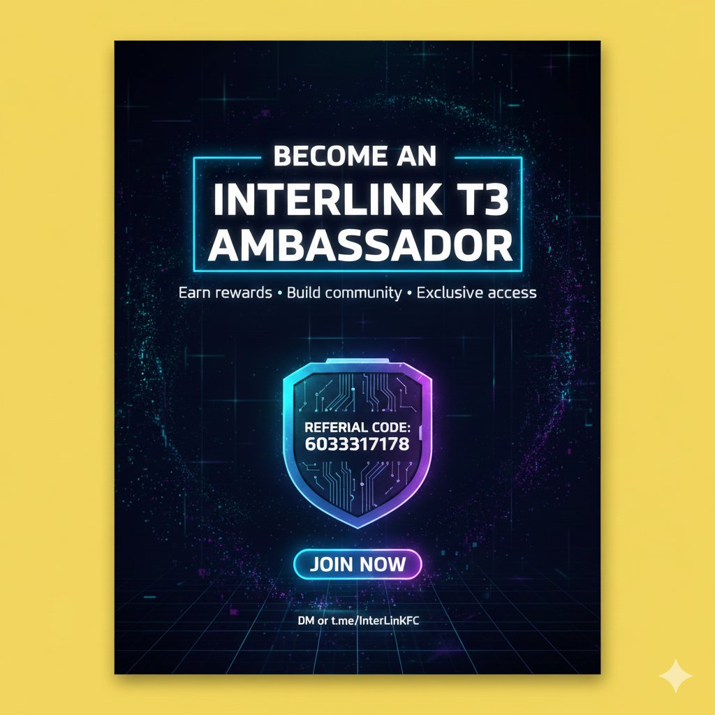 events_tarzan's tweet image. InterLink is recruiting T3 Ambassadors!

Join the fastest-growing Web3 ecosystem - earn rewards, grow your network, and unlock exclusive benefits. 💠

📩 Interested? Contact now!
Ref Code: 6033317178
DM me or join 👉 t.me/InterLinkFC

#InterLink #ITL #ITLX #ITLG