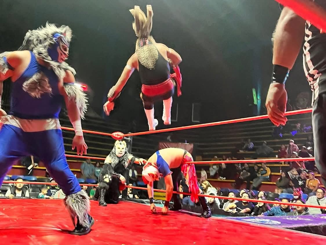 LaTijeraLucha's tweet image. Chocan pollos y lobos en la Arena Neza 🔥🐔🐺
En un encuentro con un gran cierre con vuelos vistosos, que prenden a la afición de #InvasionIndy, #LobitoIII, #LobitoII y #LobitoI empatan por vía de la descalificación ante KikiriBoom, KikiriKid y KikiriBang, luego de ...