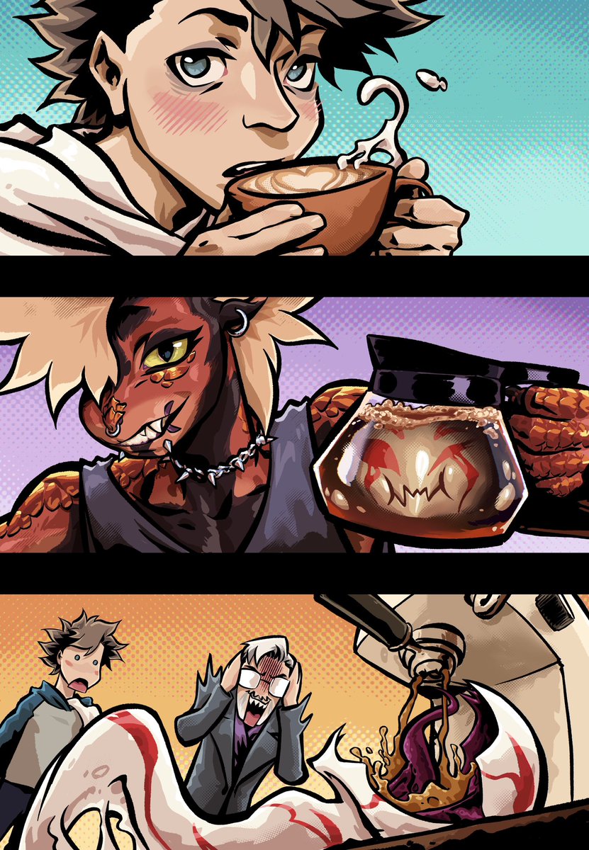 Forbidden goo loooves black caffeine juice!

P-site membership tier banners - these were lots of fun to draw over the weekend 😆😆🤍❤️