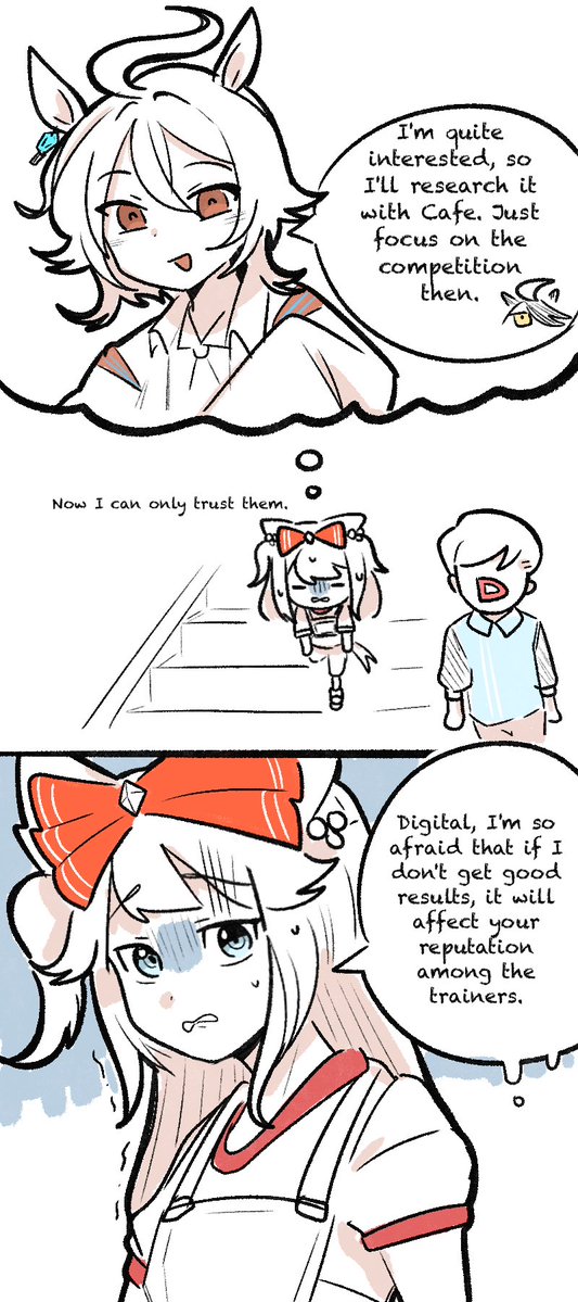 1ofAgnesDigital's tweet image. #umamusme In fact, what the Trainer cares most about is not his own body, but he is afraid that if he can‘t get good grades, Digital’s evaluation will decline (9/?)