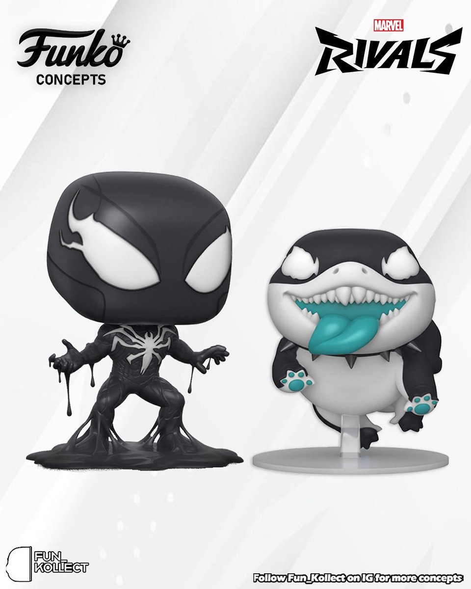 JonFunkos's tweet image. Marvel Rivals - Symbiote Spider-Man &amp;amp; Venomized Jeff the Land Shark Funko Pop concepts by @fun_kollect (IG)!

#Funko #FunkoPop #FunkoFamily #Marvel #MarvelRivals #SpiderMan #Jeff