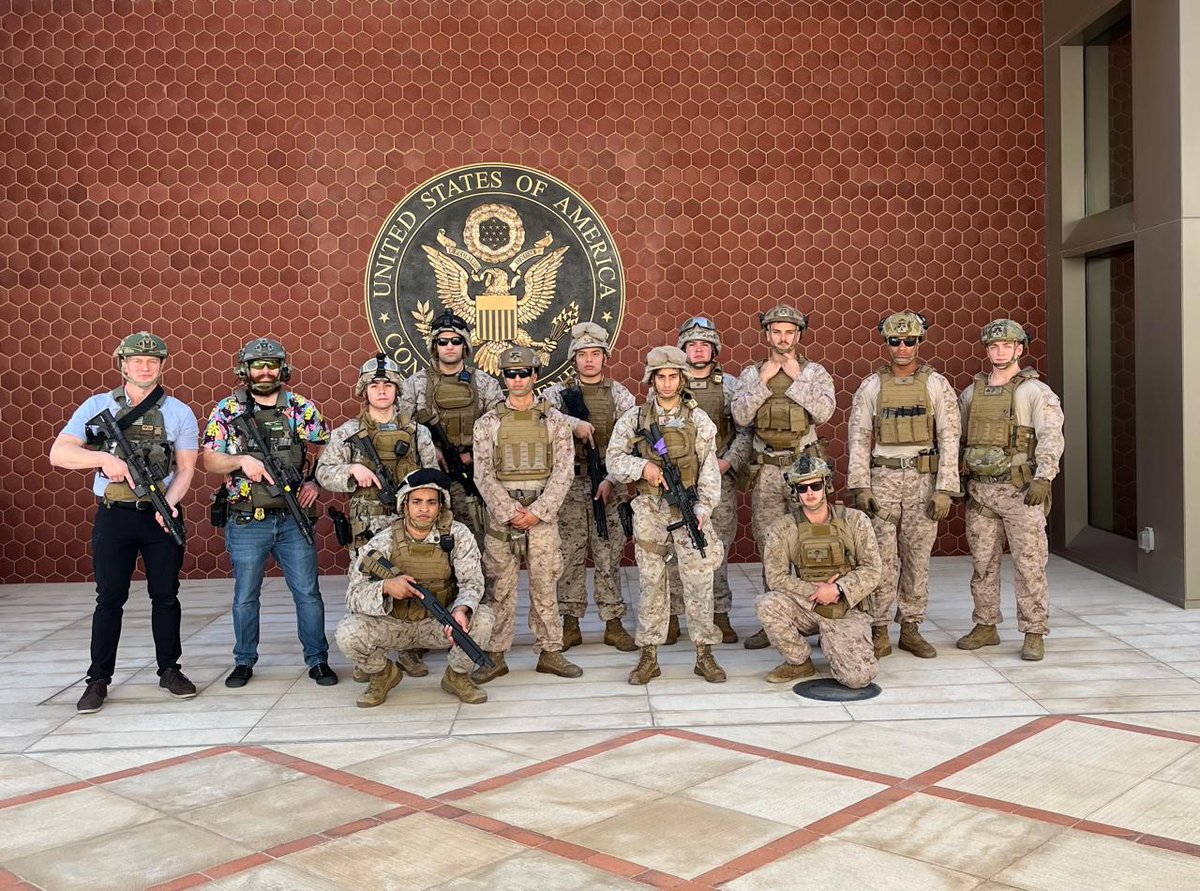 USAinDhahran's tweet photo. 🛡️ Joint training success: FAST Central Command Bahrain, @StateDept RSO team &amp; Marine Security Guard Detachment conducted coordinated exercises at Consulate General Dhahran. Building readiness through teamwork. 🌍💪
#DiplomaticSecurity #FAST #MarineSecurityGuard https://t.co/99ef6TLKw8