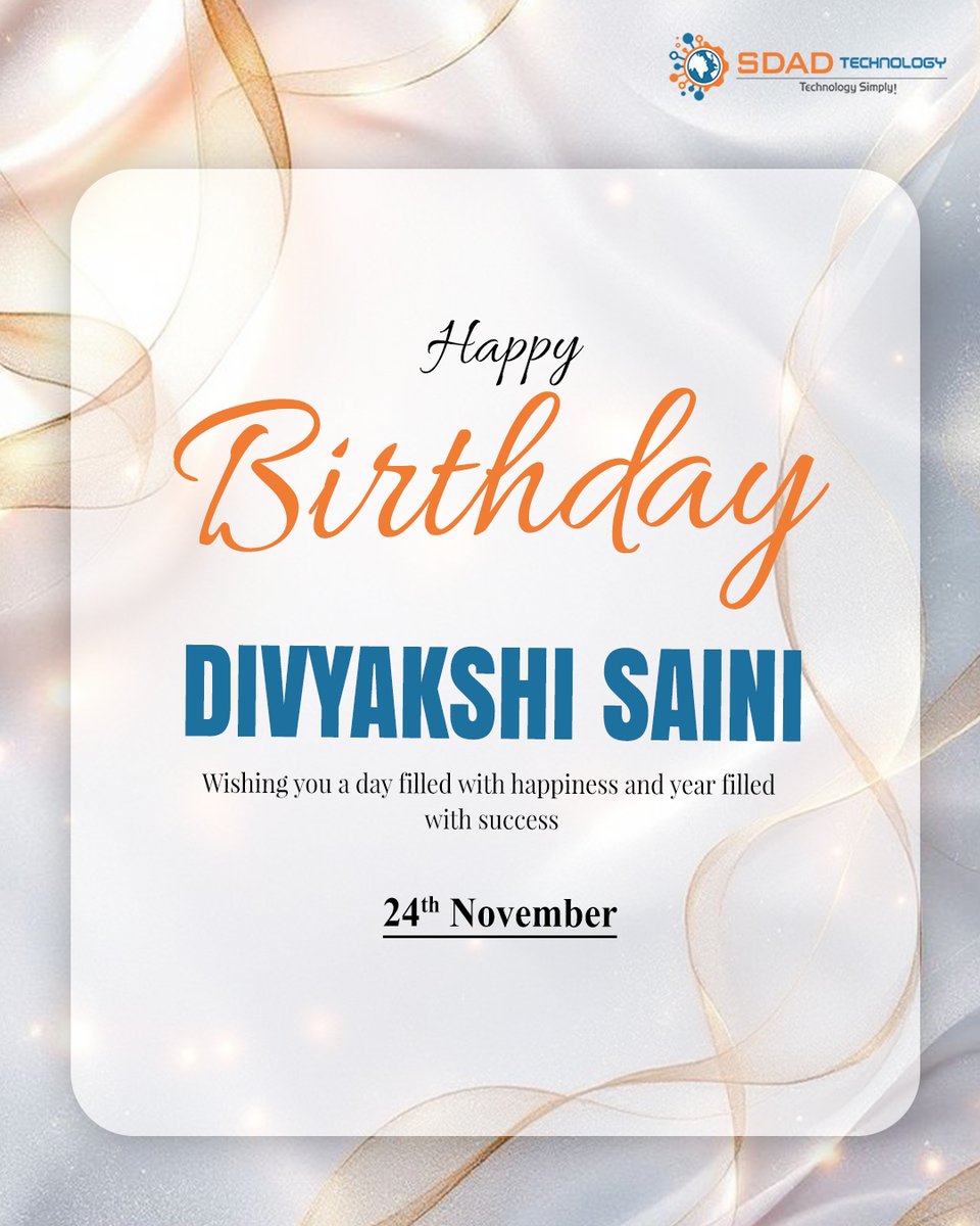 SdadTechnology's tweet image. Wishing a very happy birthday to Divyakshi! May this special day bring you renewed energy, inspiration, and success in all your endeavors.

#sdadtechnology #birthdaywishes #birthdaycelebration #happybirthday #birthdaywishes #birthdayvibes #celebrationtime #employeeappreciation