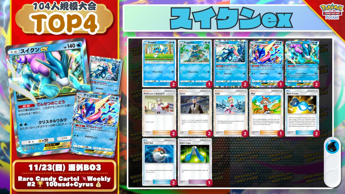 早い者勝ち‼️ メディエール　ガチデッキ CL愛知2025準優勝構築 タケルライコex/オーガポンみどりのめんex 構築