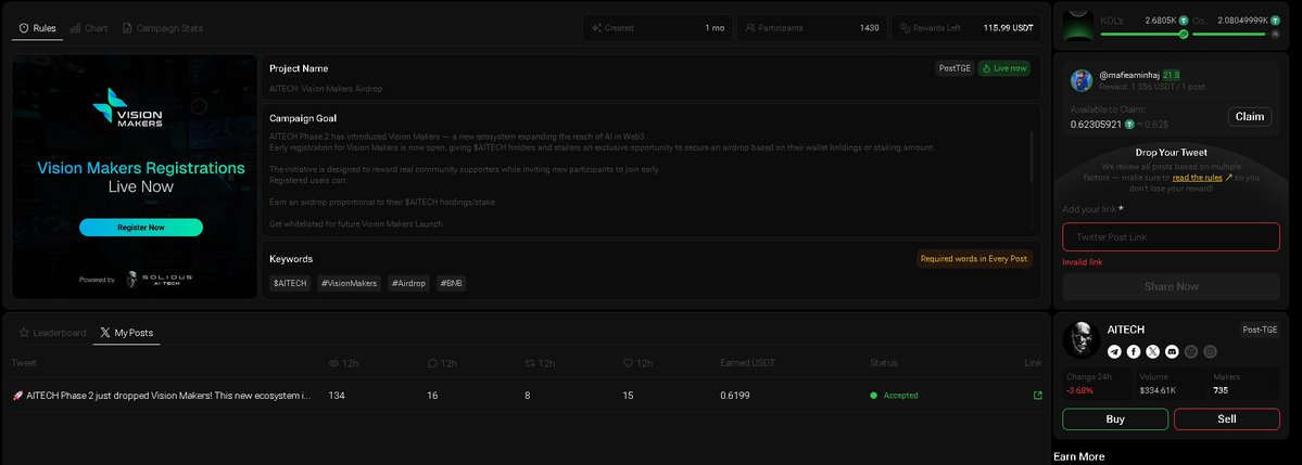 mafieaminhaj's tweet image. $AITECH Phase 2 is LIVE with Vision Makers!
 If you&apos;re holding or staking $AITECH, you just unlocked an exclusive AIRDROP opportunity. It&apos;s time to reward the real community supporters. Don&apos;t miss the early.

 #AITECH #Web3 #Airdrop #VisionMakers