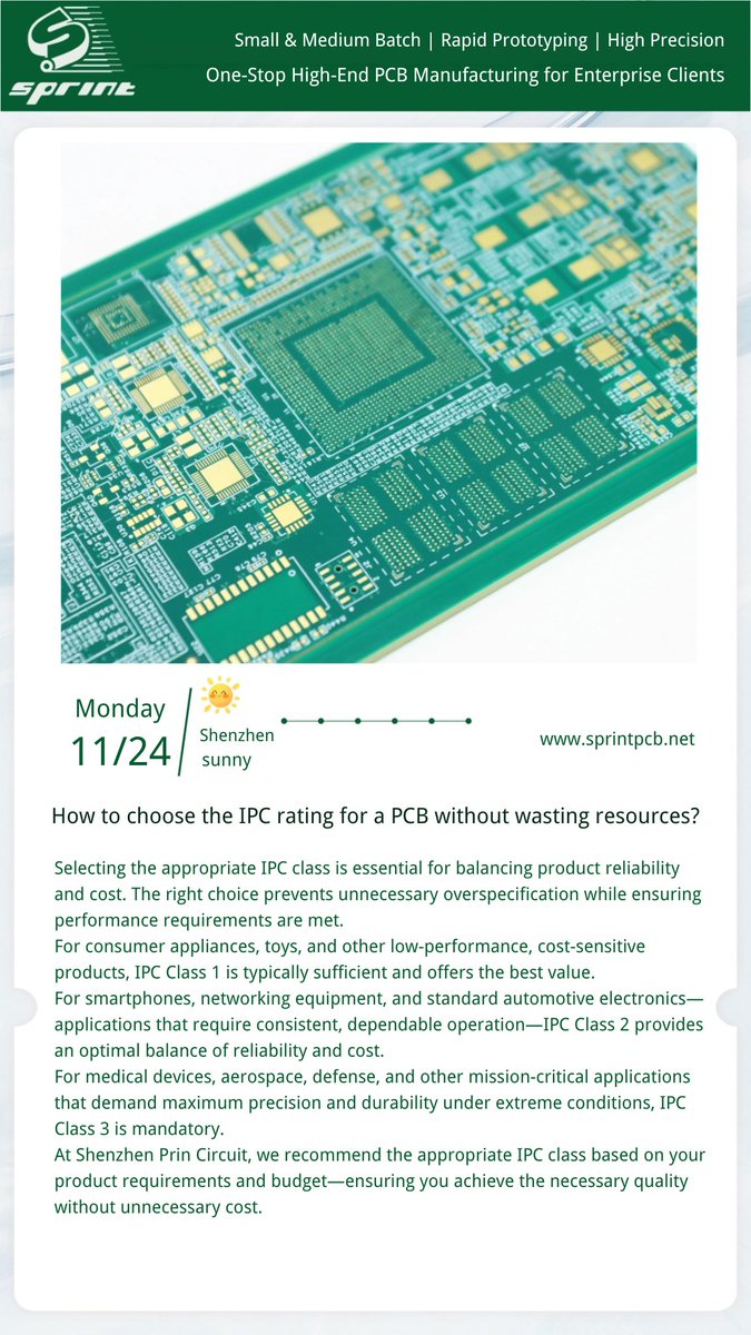xipu386771's tweet image. 🥳 Question of the day:
How to choose the IPC rating for a PCB without wasting resources?
sprintpcb.net
#sprintpcb #PCBmanufacturing #PCBassembly #SprintPCB #PCBA #PCBsupplier #PCBfactory
