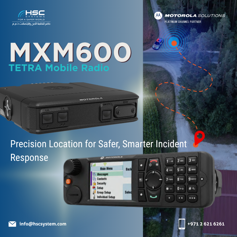 HSCSystem's tweet image. Pinpoint accuracy when every second counts — that’s the power of the MXM600.

Click the link to see the product: hscsystem.com

#HSCS 
#forasaferworld #uae #abudhabi #dubai #digitaltransformation
#MotorolaSolutions  #MXM600 #TETRA 
#ملتزمون_ياوطن
#نتصدر_المشهد