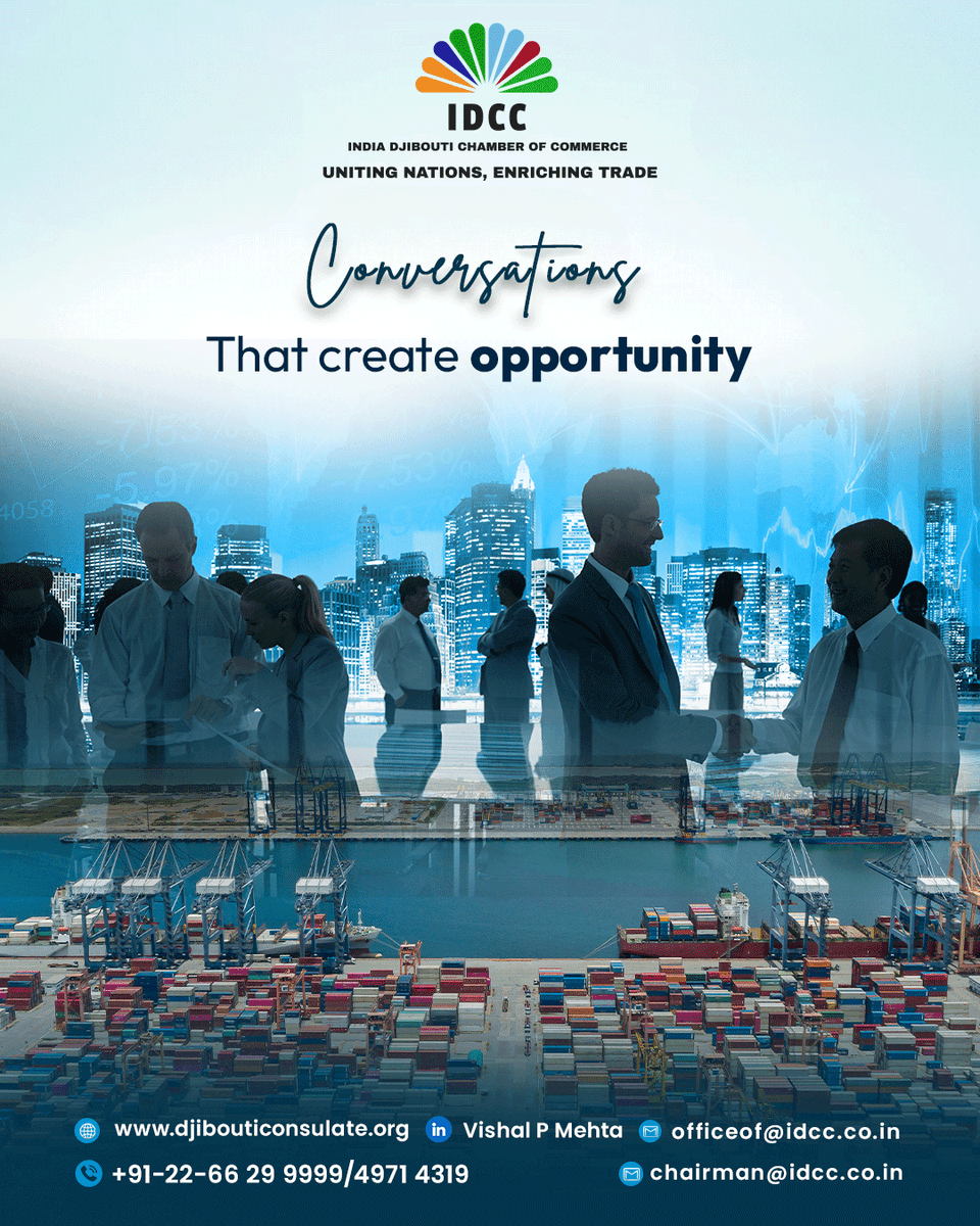 idccoffice's tweet photo. Our trade delegations, networking forums &amp; business summits connect Indian &amp; Djiboutian firms to unlock new partnerships across logistics, energy &amp; agriculture

Growth happens when ideas meet action &amp; that’s where IDCC leads

+22 6629 9999/49714319

[trade delegation, networking] https://t.co/xJOSNil0yf