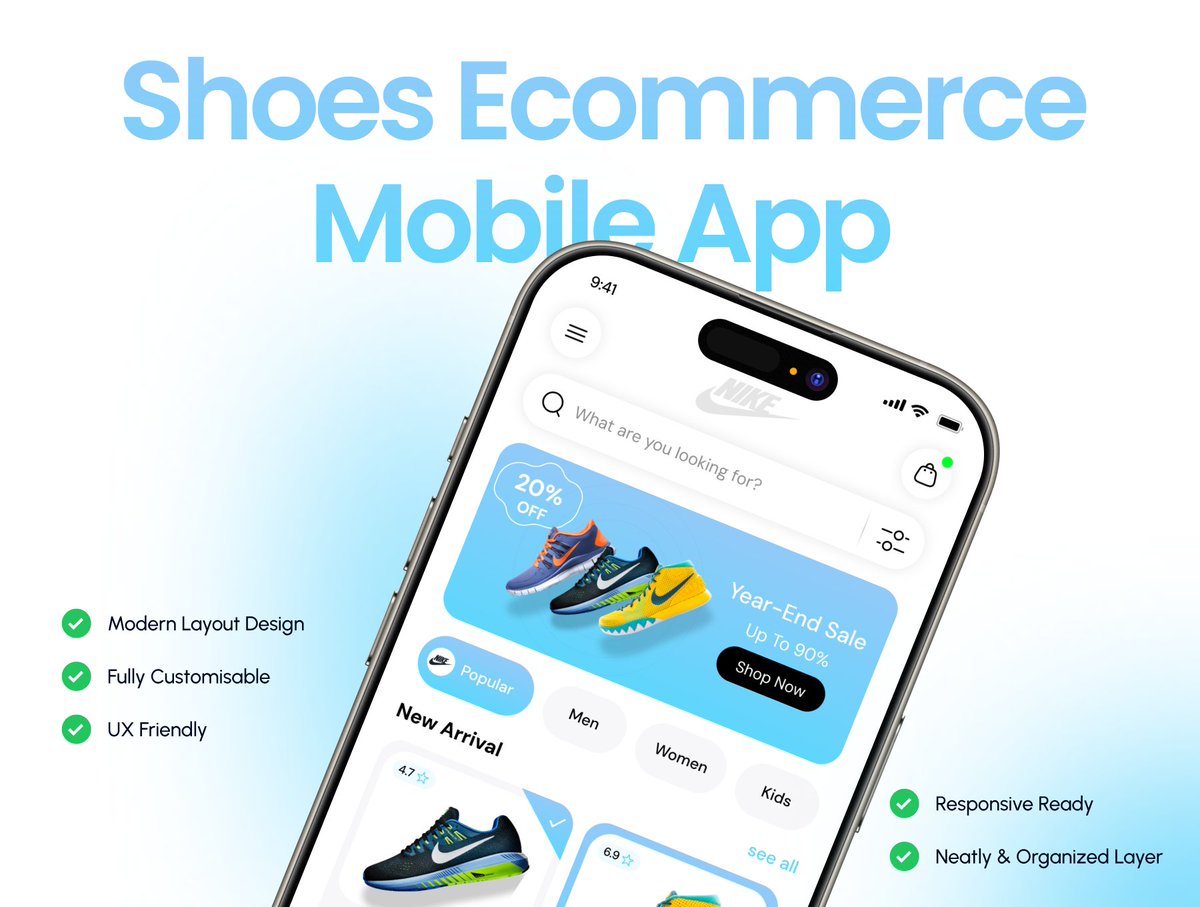 KitifyS40408's tweet image. New UI Kit Drop!
Nike – Shoe E-commerce App UI Kit 👟

60+ clean screens • Figma-ready • Premium sneaker-store design

🔗 ui8.net/kitify-studio/…

#UIDesign #UIKIT #Figma #EcommerceApp