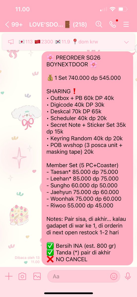 tekukkill's tweet image. OPSHARE SG26 boynextdoor, WAR JAM 11.15 langsung sebut aja link go dibawah 🩷🥰 #1Dsell #1Dask