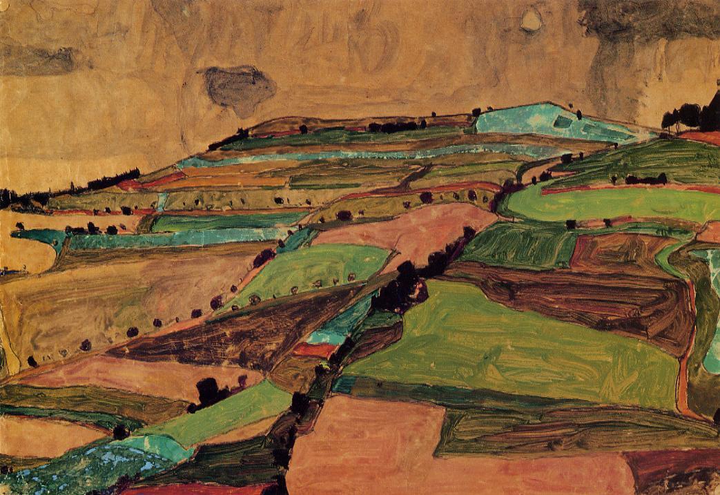 Field Landscape (Kreuzberg near Krumau), 1910 #artbots #schiele