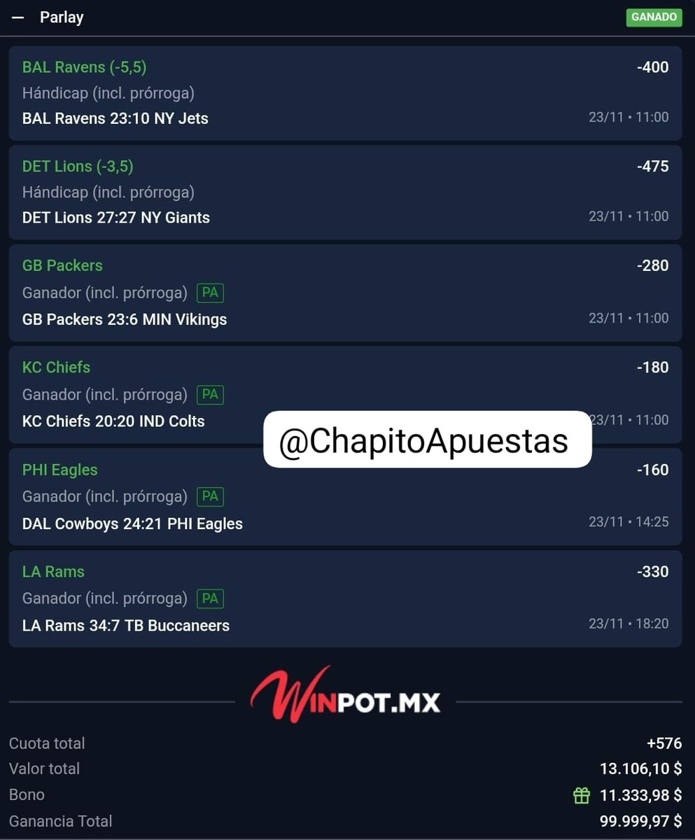 ChapitoApuestas's tweet photo. SE PRENDIÓ EL CERRO 🔥🔥🔥!!

Lo que hicimos hoy en mi GRUPO PARLAYS 💣🤯 !!

PARLAY [+1320]✅️💣
PARLAY [+576]✅️💣

Lo que hacemos cada Domingo es una LOCURA 🤯🔥 !!

QUE PINCHE CHULADA ❤️ !!

¿Quieres entrar a mi GRUPO PARLAYS? Mándame WhatsApp 👉 https://t.co/UlyIKyspmZ https://t.co/wIxR7CtHC6