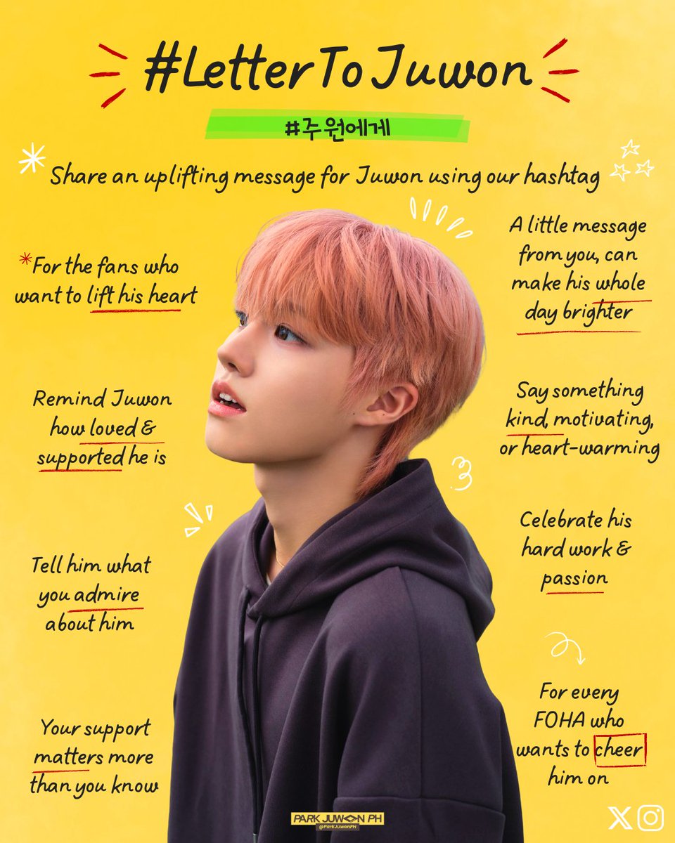 ParkJuwonPH's tweet photo. π Fan Letter To Juwon π
Every little message can make a big difference.
Whenever you want to say something good, show love, or appreciate Park Juwon, donβt forget to use these tags:
#LetterToJuwon #μ£Όμμκ² #λ°μ£Όμ #JUWON
Let him feel how much weβre cheering for him. π―π https://t.co/ZhaHeZ6LYf