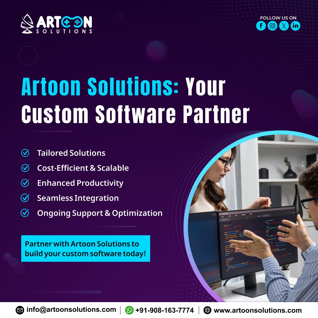 artoonsolutions's tweet image. 💡 Custom Software = Smarter Business
Tailor-made solutions boost productivity, reduce costs, and scale with your growth. Build efficient, integrated, and future-ready systems with Artoon Solutions.

#customsoftwaredevelopment #BusinessEfficiency #ArtoonSolutions
