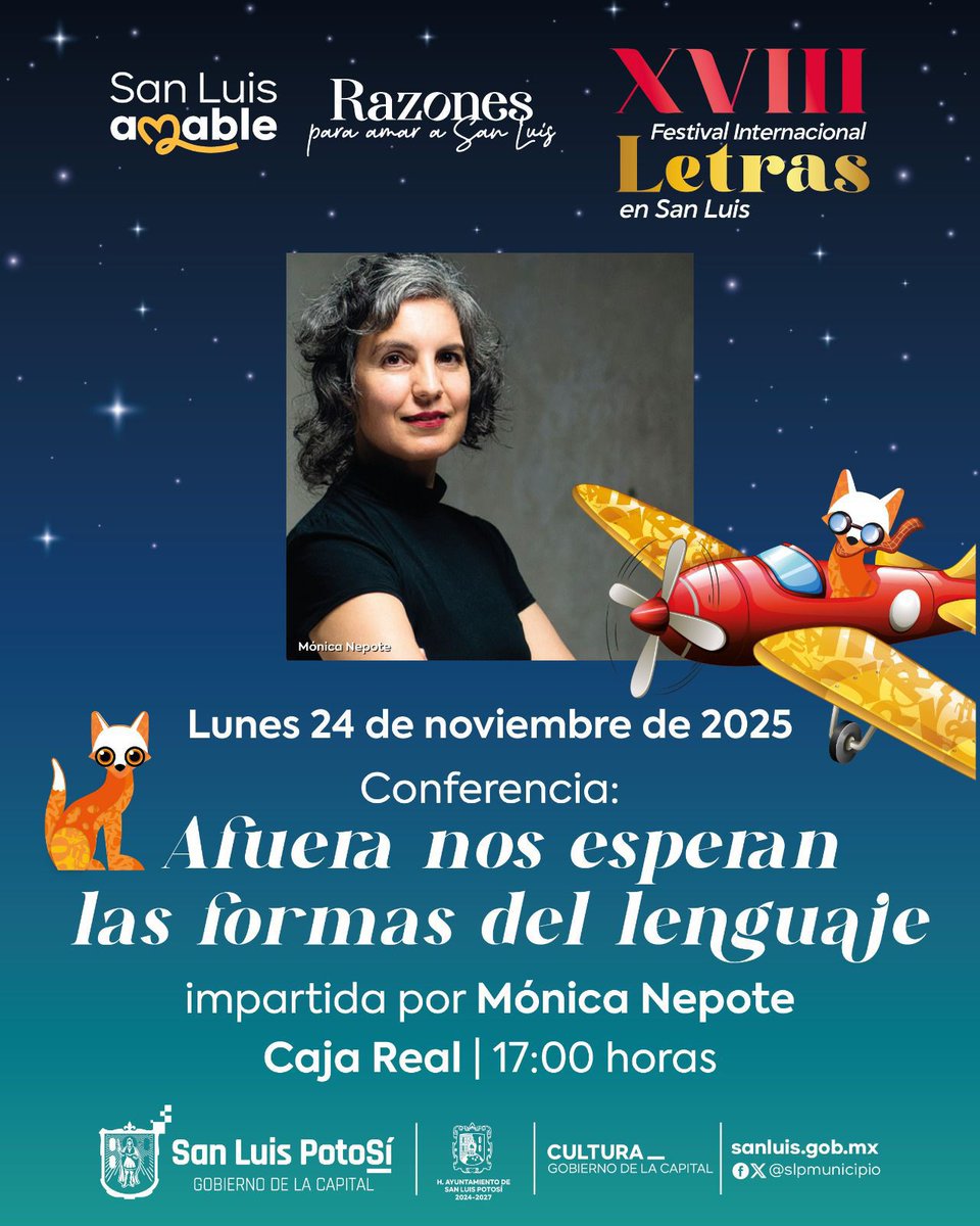 vuelomagazine1's tweet image. #NoticiasSLP | MAÑANA INICIA EL XVIII FESTIVAL INTERNACIONAL LETRAS EN SAN LUIS
#SLP Las actividades comenzarán en punto de las 17:00 horas con la conferencia “Afuera nos esperan las formas del lenguaje”
@SLPMunicipio 
vuelomagazine.com.mx/manana-inicia-…