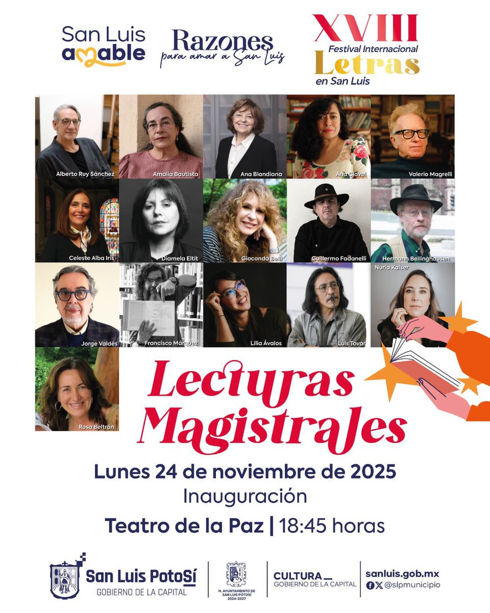 vuelomagazine1's tweet image. #NoticiasSLP | MAÑANA INICIA EL XVIII FESTIVAL INTERNACIONAL LETRAS EN SAN LUIS
#SLP Las actividades comenzarán en punto de las 17:00 horas con la conferencia “Afuera nos esperan las formas del lenguaje”
@SLPMunicipio 
vuelomagazine.com.mx/manana-inicia-…