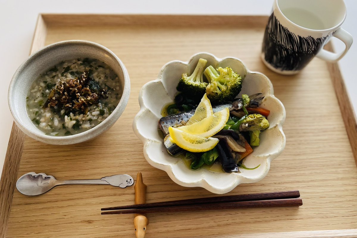 お昼はイワシのオリーブオイル煮😌🫒✨